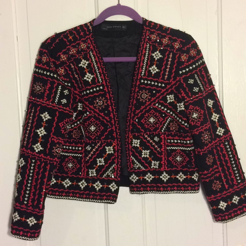 Vintage embroidered crop jacket